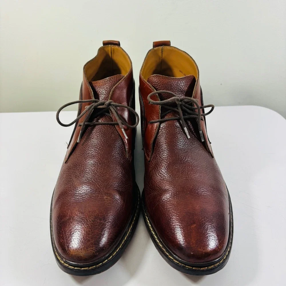Cole Haan Men's Graydon‎ Boot  Cognac Pebbled Leather Chukka Plain Toe Size 11